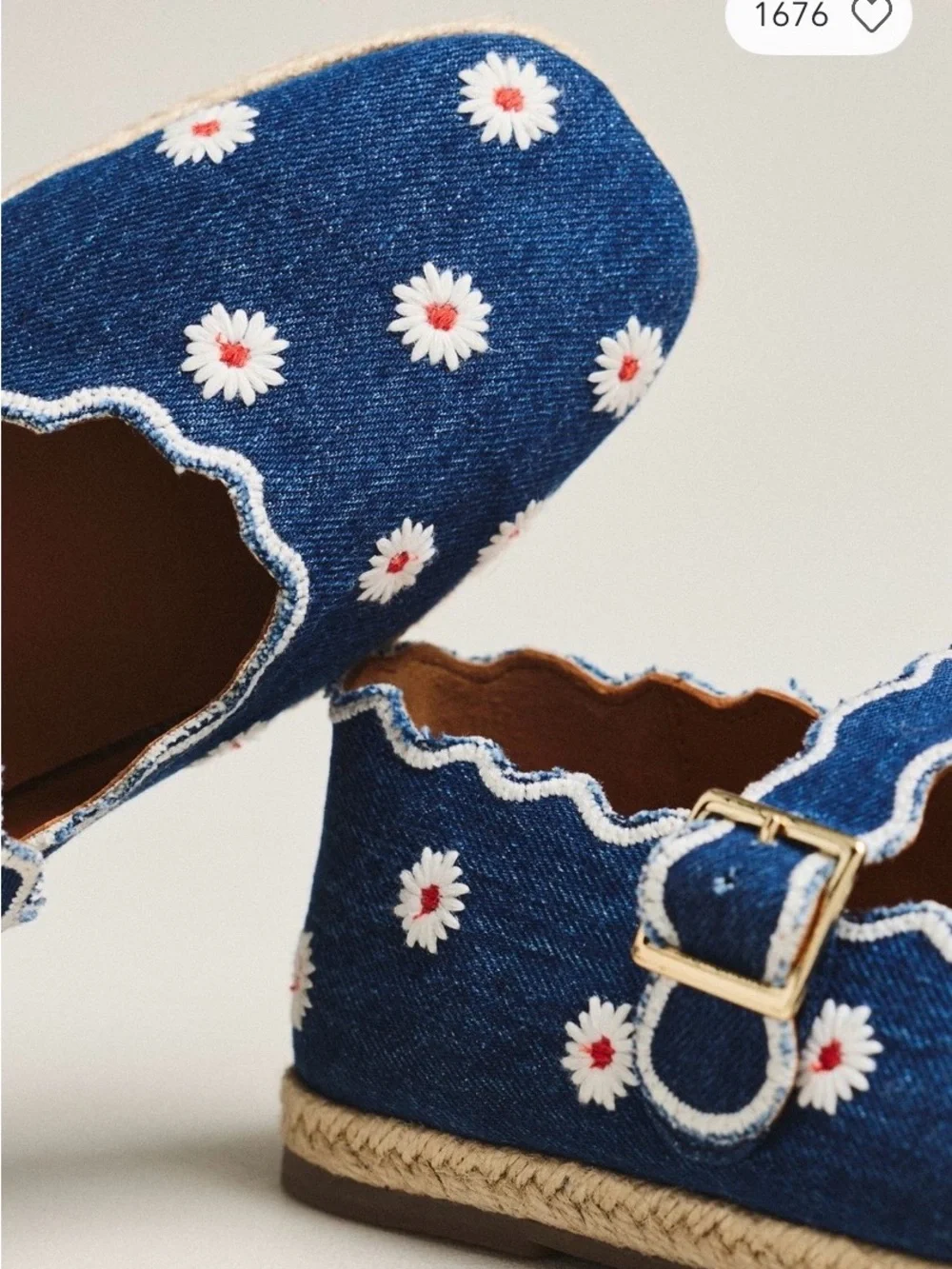 Maeve Denim Blue Daisy Espadrille Mary Janes